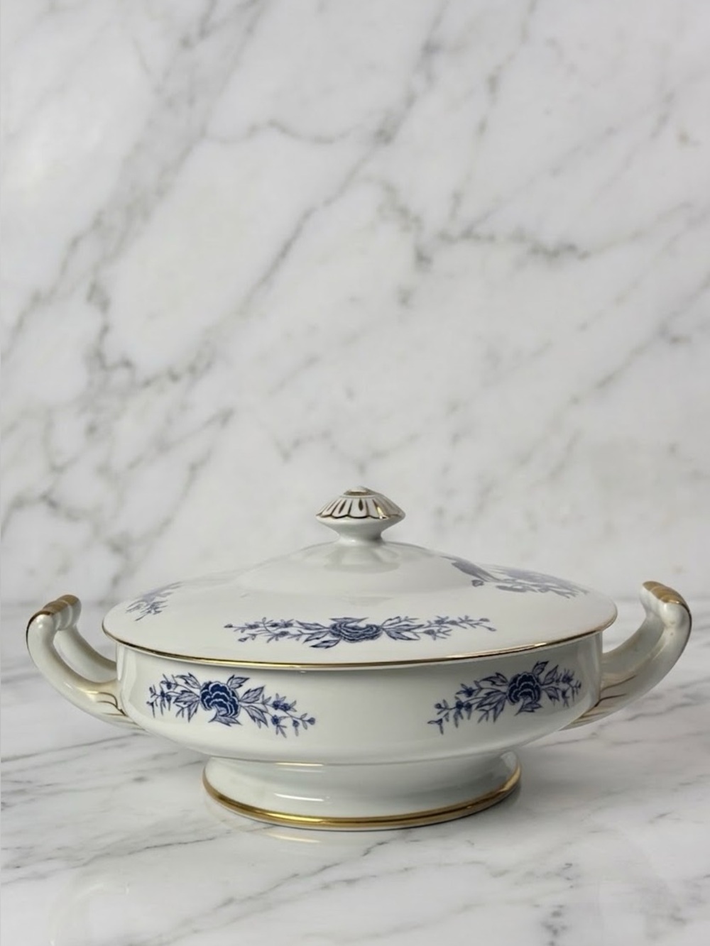 Blue Meissen by Seyei Covered Vegetable Serving Bowl Excellent Condition 5112